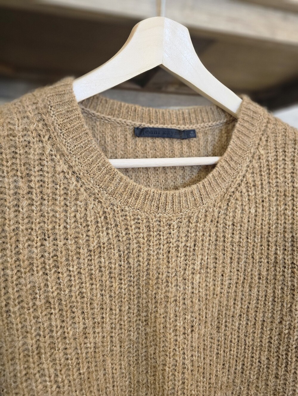 Jenni Kayne Chunky Knit Crewneck Alpaca Blend Sz XL Apricot - Picture 5 of 9